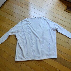 Sandro Paris Lace Silk Cashmere Blend Cream Knit Sweater Size 1 US XS/S